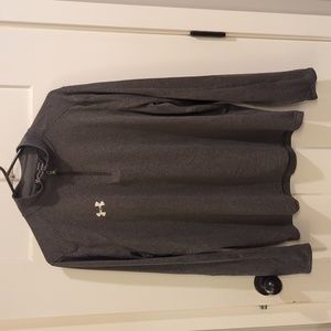 Mens Under Armour Gray Heatgear Loose Fit Quarter Zip Pullover Shirt Large New